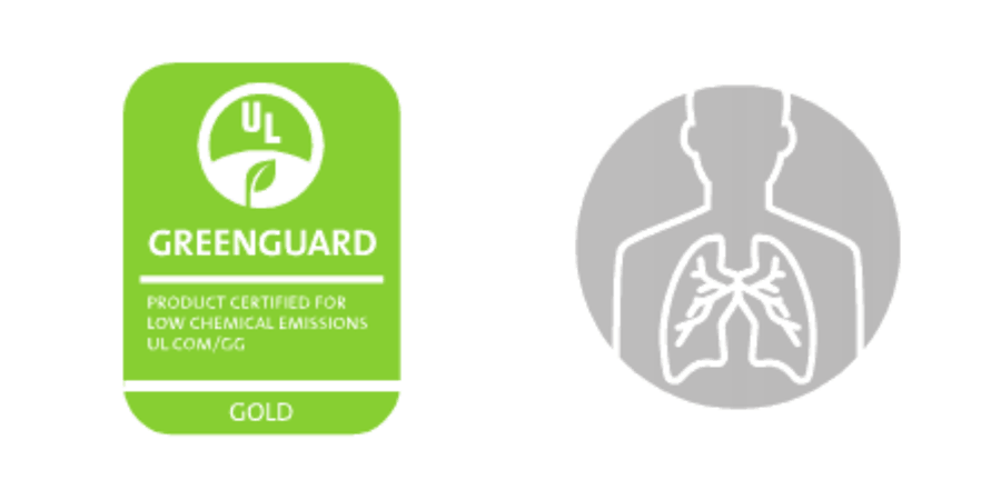 Green greenguard logo + icon of human Lungs