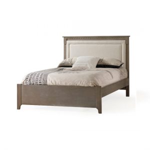Ithaca Double Bed 54" (low profile footboard) with Blind-Tufted Linen Weave Upholstered Headboard Panel