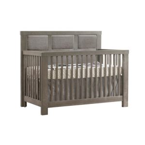 Rustico "5-in-1" Convertible Crib with Linen Weave Upholstered Headboard Panel