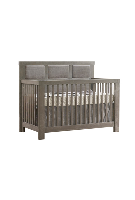 Rustico "5-in-1" Convertible Crib with Linen Weave Upholstered Headboard Panel