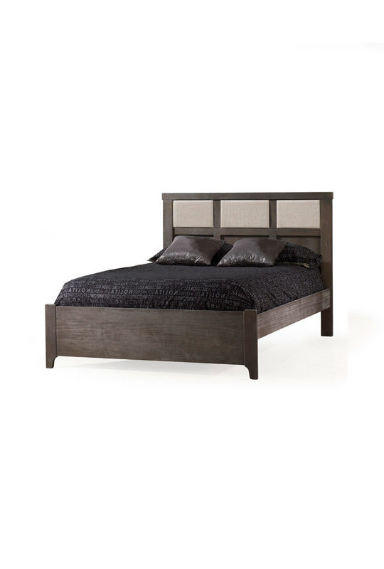 Rustico Double Bed 54" (low profile footboard) with Linen Weave Upholstered Headboard Panel