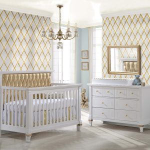 white and gold nursery