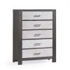 Rustico moderno 5 drawer dresser in grigio and white bark