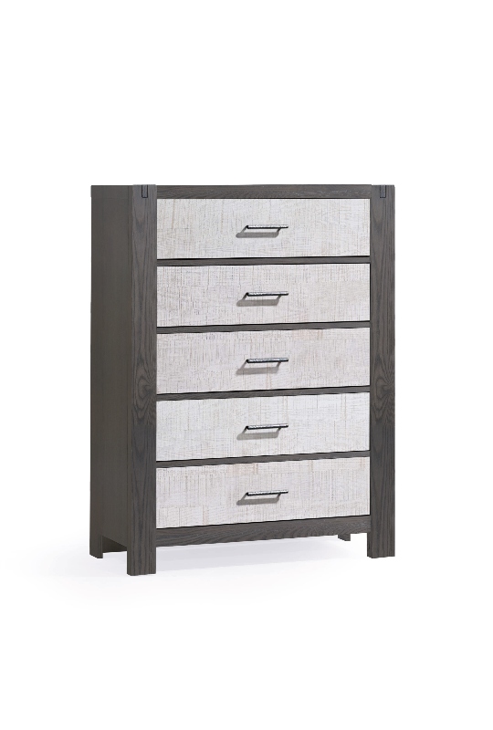 Rustico moderno 5 drawer dresser in grigio and white bark