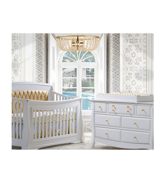 Belmont Gold "5in1" Convertible Crib with Gold Diamond Tufted