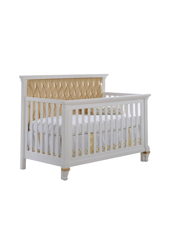 Belmont Gold "5in1" Convertible Crib with Gold Diamond Tufted