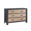 Rustico Moderno Double Dresser in Graphite and Natural Oak with Black Handles