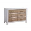 Rustico Moderno Double Dresser in White and Natural Oak with antique gold handles