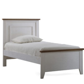 Cortina White Wooden Twin Bed 39" with dark brown tops