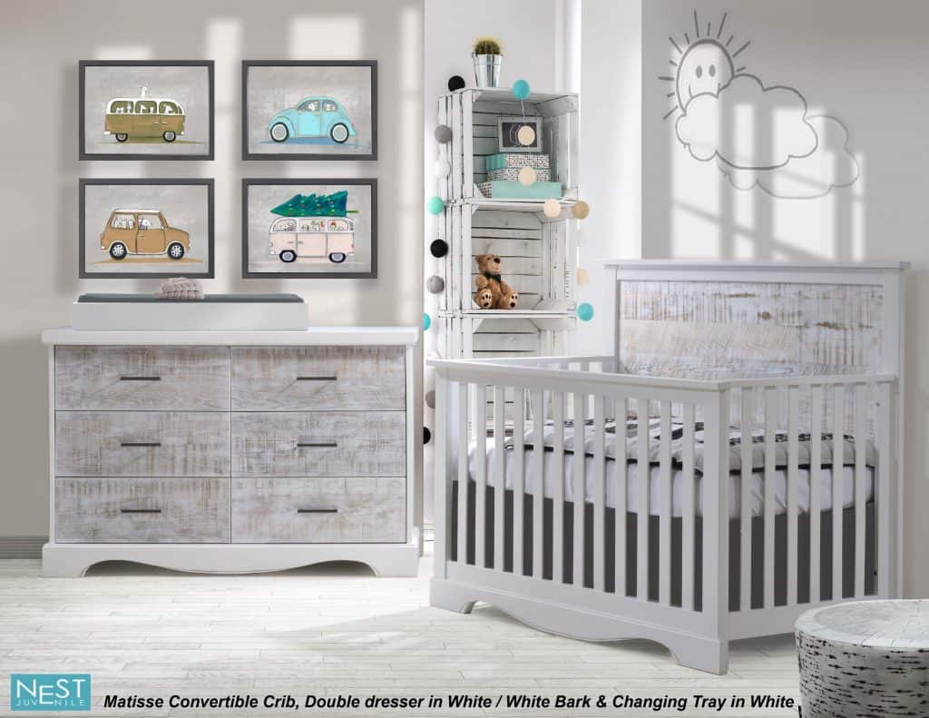 Matisse Conv.Crib in White-White Bark