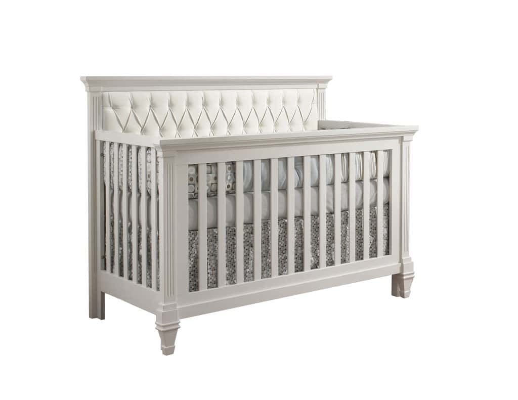 grey tufted crib