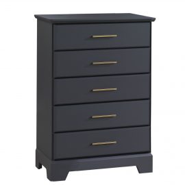 Taylor 5 Drawer Dresser in Graphite with antique gold handles