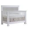 Taylor Convertible Crib in White with Channel Tufted Upholstered panel in Linen Grey