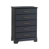 Tayler 5 Drawer Dresser in Charcoal with gold antique handles