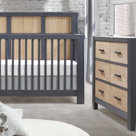 Rustico Moderno Collection - Convertible Crib and Double Dresser in Graphite and Natural Oak