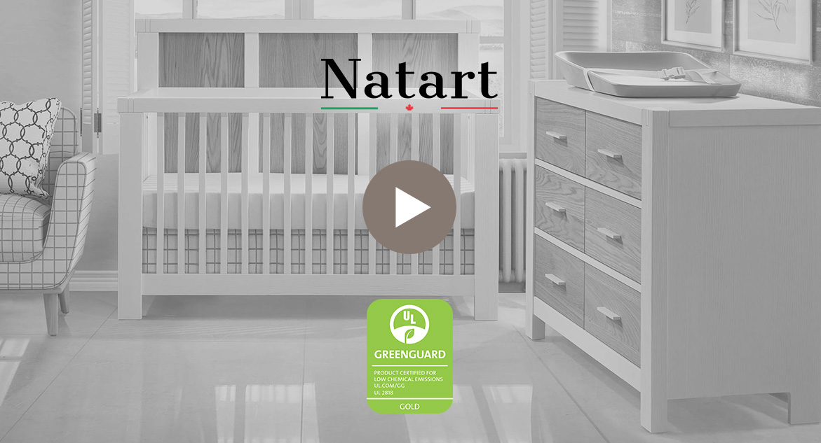 nursery image in black and white with greenguard and natart logo