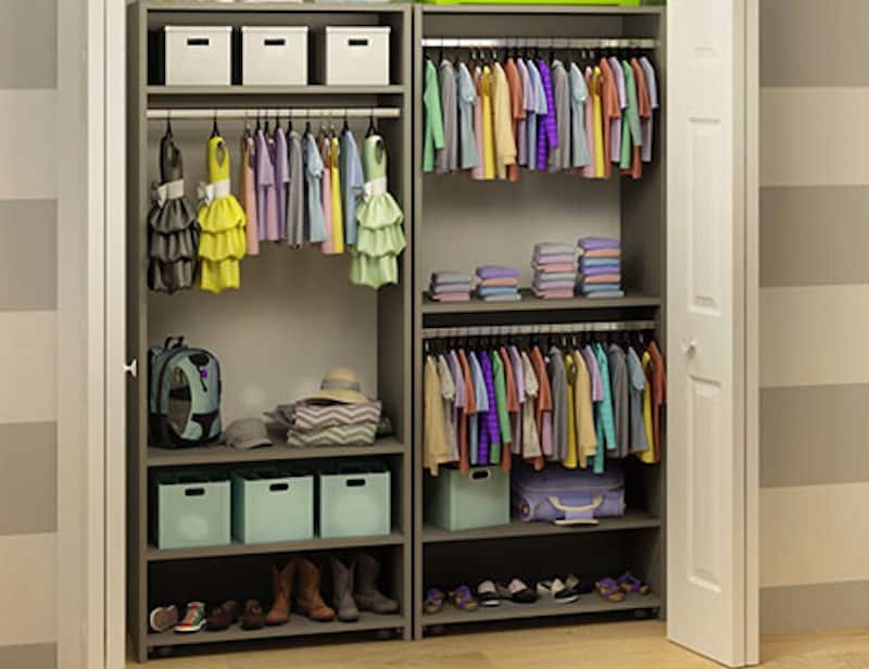 Wardrobe organizing system in closet