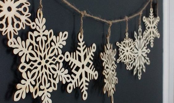 Paper snowflake decoration on string
