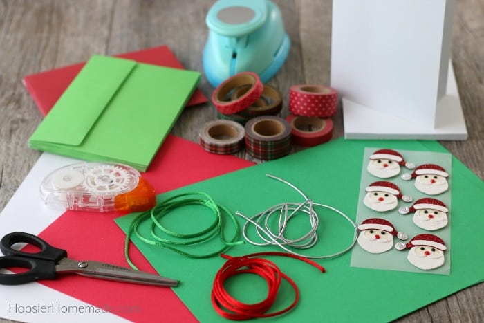 Red and green christmas cards cart supplies