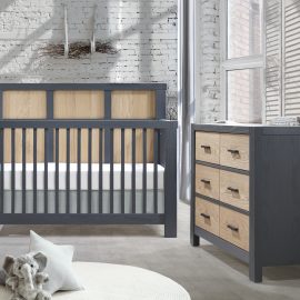 Rustico Moderno Collection - Convertible Crib and Double Dresser in Graphite and Natural Oak