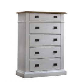 Cortina 5 Drawer Dresser in White Chalet and Cognac