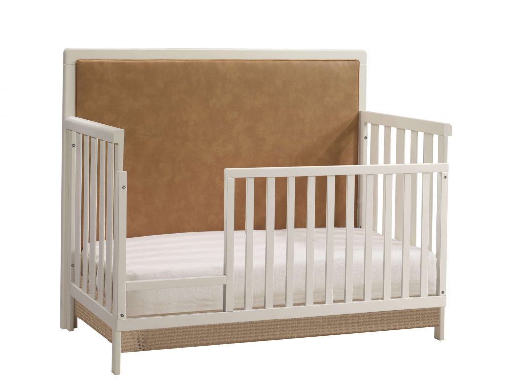 Kyoto Convertible Crib w/ Caramel Bonded Leather Upholstered headboard