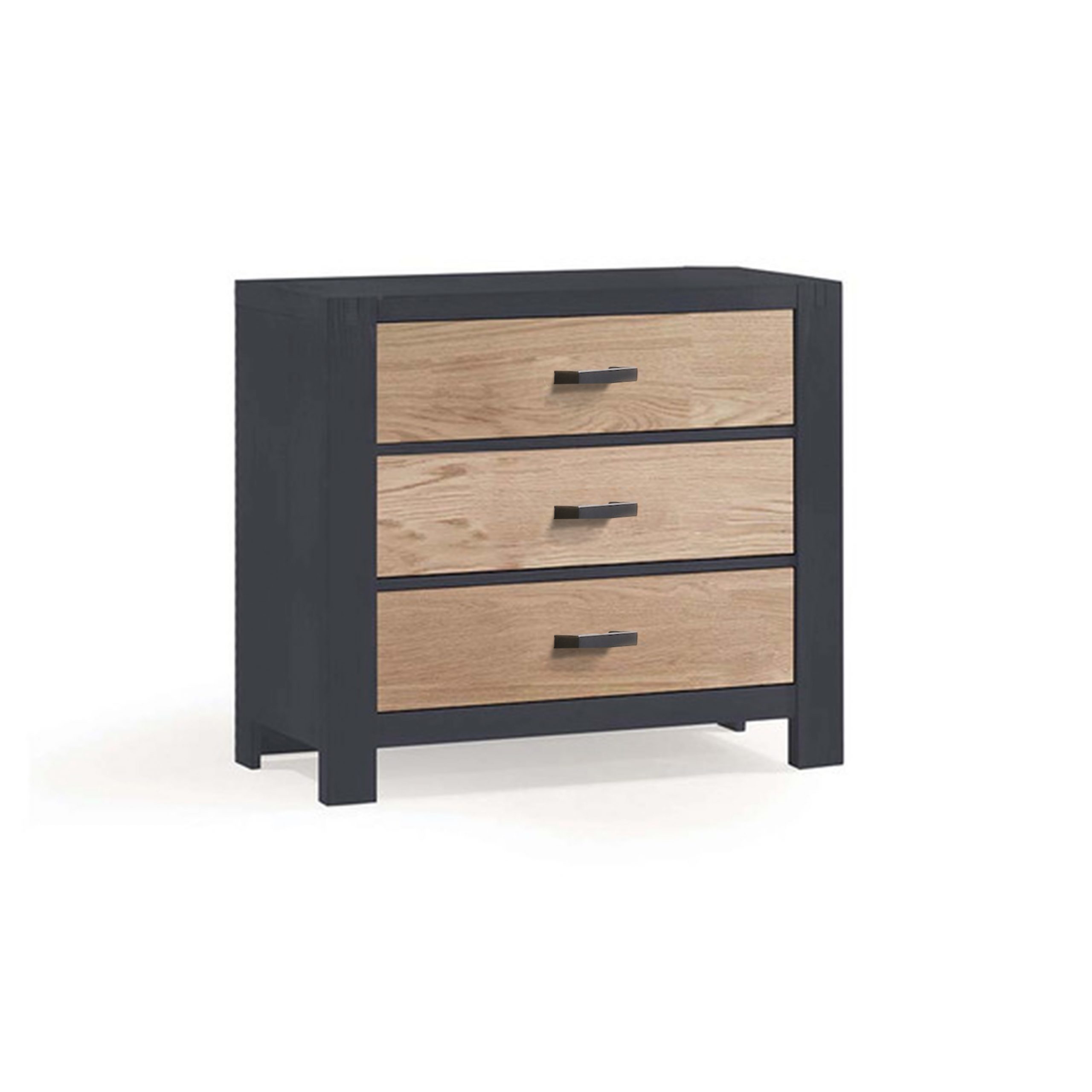 Rustico Moderno 3 Drawer Dresser in Graphite and Natural Oak