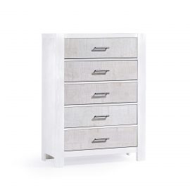 Rustico Moderno 5 Drawer Dresser in White and White Bark