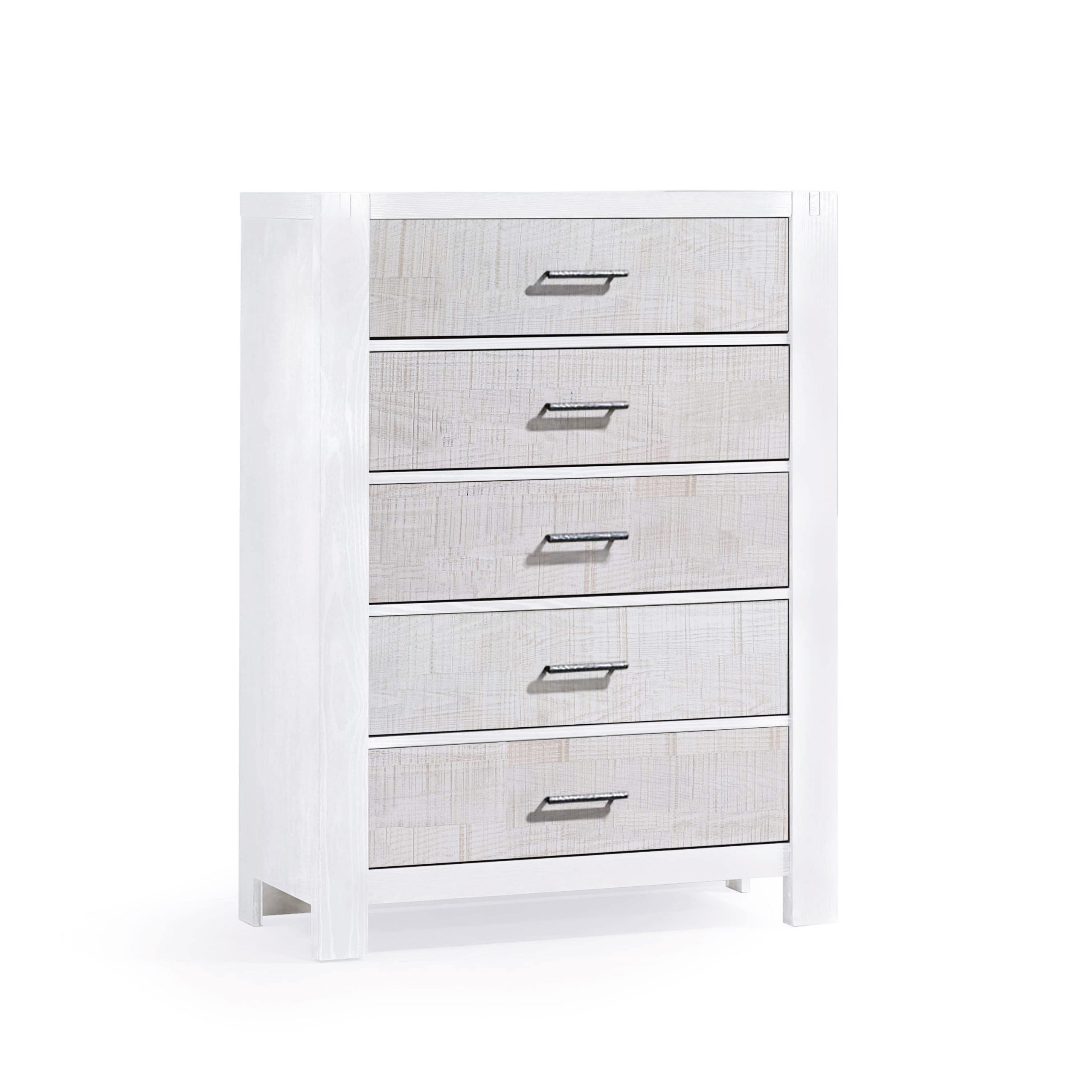 Rustico Moderno 5 Drawer Dresser in White and White Bark
