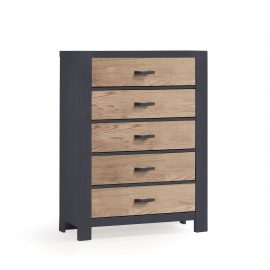 Rustico Moderno 5 Drawer Dresser in Graphite and Natural Oak