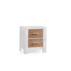 Rustico Moderno Nightstand in White and Natural Oak
