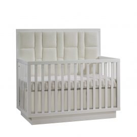 Como 5-in-1 Convertible Crib with Geometric Upholstered Headboard panel in White