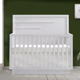 Como 5-in-1 Convertible Crib with Horizontal Moulding in White