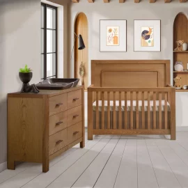 Toscano “5-in-1” Convertible Crib and Double dresser in Wheat