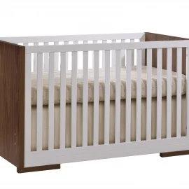 Aria Island Convertible Crib in Walnut/Linen