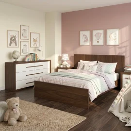 Aria Bed Room Walnut White