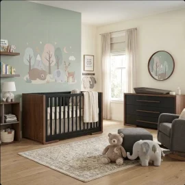 Aria Crib Room Walnut Dusk