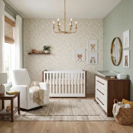 Aria Island Crib Walnut White