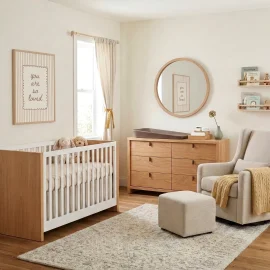 Linea Convertible Crib Room Oak White