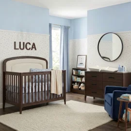 Palo Conv Crib W Panel Walnut - Black Handles Marlyn Turcotte